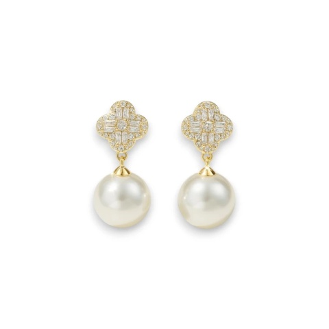 Kolczyki ze stali szlachetnej pozłacane 14k złotem, Wiszące Perły