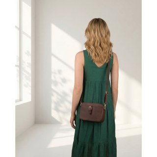 Brązowa torebka damska mała listonoszka na ramię crossbody skóra ekologiczna - Peterson