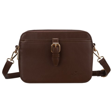 Brązowa torebka damska mała listonoszka na ramię crossbody skóra ekologiczna - Peterson