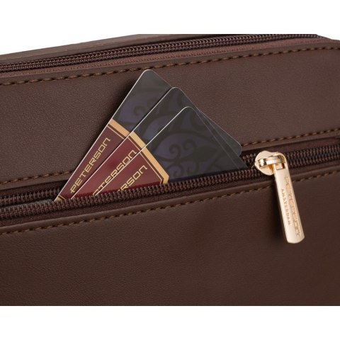 Brązowa torebka damska mała listonoszka na ramię crossbody skóra ekologiczna - Peterson