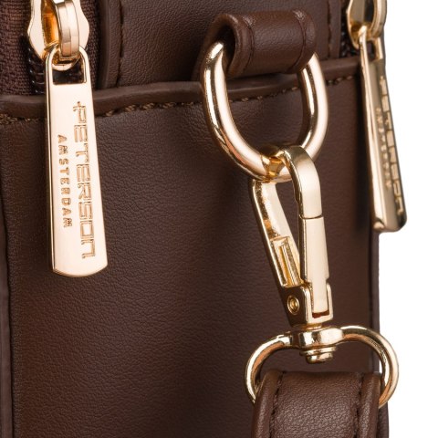Brązowa torebka damska mała listonoszka na ramię crossbody skóra ekologiczna - Peterson