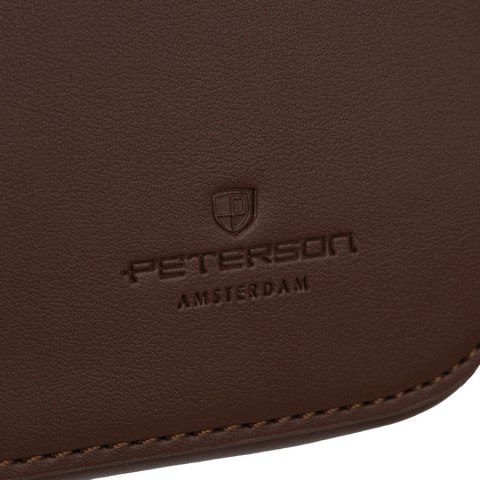 Brązowa torebka damska mała listonoszka na ramię crossbody skóra ekologiczna - Peterson