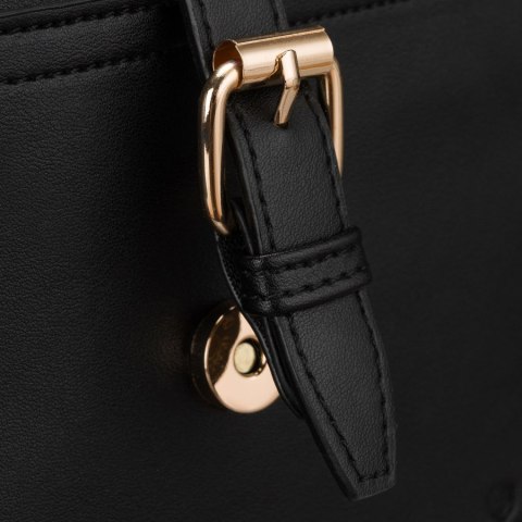 Czarna listonoszka damska mała torebka na ramię crossbody ze skóry ekologicznej - Peterson