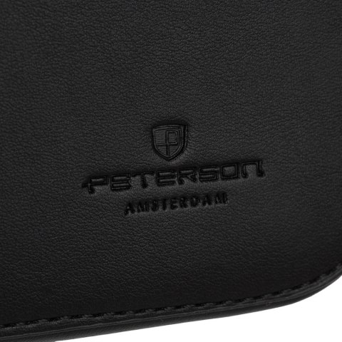 Czarna listonoszka damska mała torebka na ramię crossbody ze skóry ekologicznej - Peterson