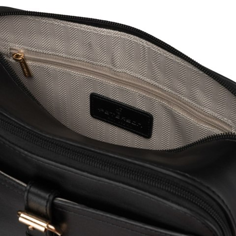 Czarna listonoszka damska mała torebka na ramię crossbody ze skóry ekologicznej - Peterson