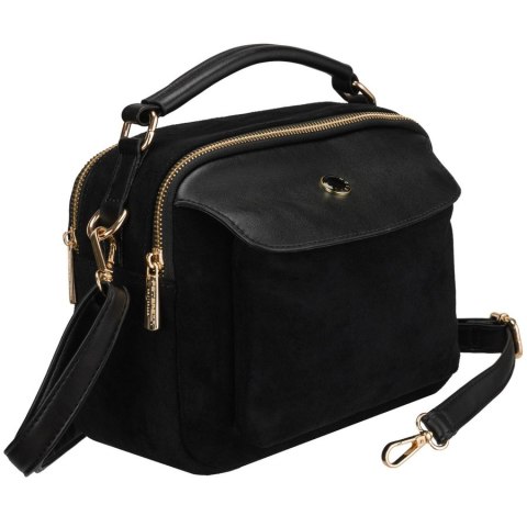 Czarna torebka damska mała listonoszka na suwak miejska saszetka crossbody - Peterson