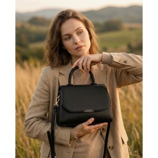 Listonoszka damska mała czarna torebka crossbody ze skóry ekologicznej - Peterson