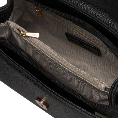 Listonoszka damska mała czarna torebka crossbody ze skóry ekologicznej - Peterson