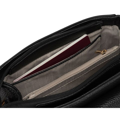 Listonoszka damska mała czarna torebka crossbody ze skóry ekologicznej - Peterson