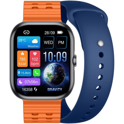SMARTWATCH MĘSKI GRAVITY GT29-2 - ROZMOWY BLUETOOTH, DODATKOWY PASEK (sg057b)