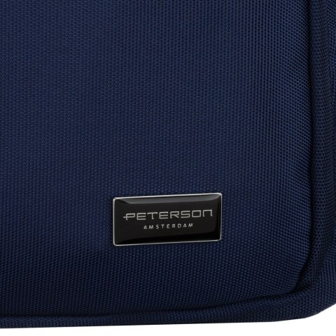 Pojemna torba damska zprzegrodą na laptopa wykonana z poliestru w granatowym kolorze - Peterson