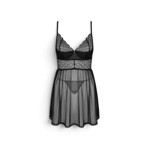 Babydoll i stringi Obsessive Chemeris czarny XS/S