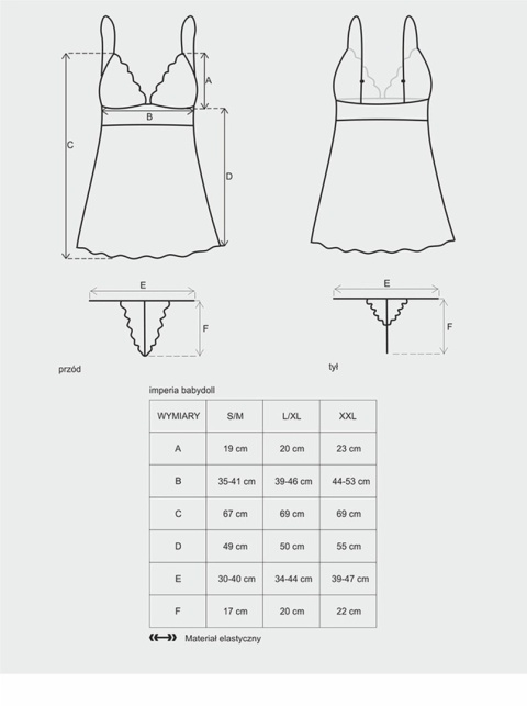Babydoll i stringi Obsessive Idillia L/XL