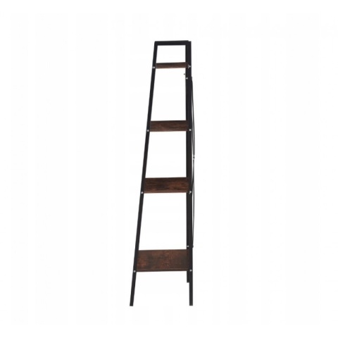 Loftowy regał 4-poziomowy SZ51BR – czarny z brązowym blatem (60x35x147 cm)