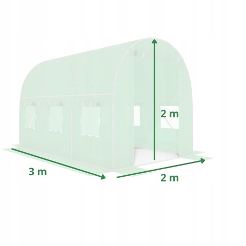 Tunel Foliowy ZIELONY z oknami - 6m2 = 300*200*200