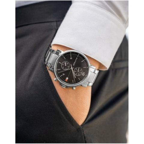 Zegarek męski Tommy Hilfiger Daniel 1710413 | Srebrny z czarną tarczą