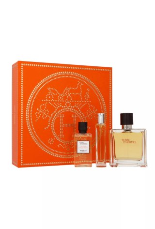 Zestaw Hermes Terre D`Hermes Parfum 75ml + Parfum 15ml + Shower Gel Hair & Body 40ml