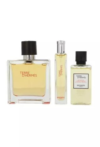 Zestaw Hermes Terre D`Hermes Parfum 75ml + Parfum 15ml + Shower Gel Hair & Body 40ml