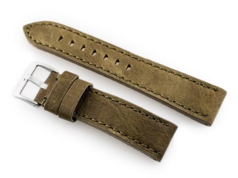 Pasek skórzany do zegarka W48 - PREMIUM - oliwkowy - 20mm