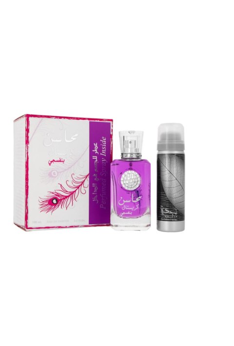 Zestaw Lattafa Mahasin Crystal Violet Edp 100ml + Deodorant 50ml