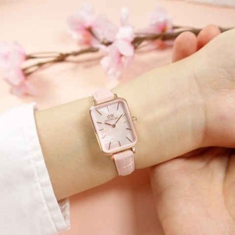 ZEGAREK DAMSKI DANIEL WELLINGTON Quadro Pressed Melrose Pearl 20mm DW00100508 + BOX (zw521a)