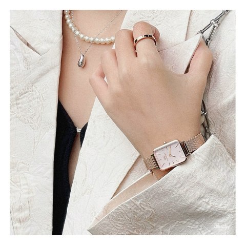 ZEGAREK DAMSKI DANIEL WELLINGTON Quadro Pressed Melrose Pearl 20mm DW00100510 + BOX (zw505o)