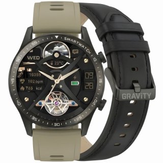 SMARTWATCH MĘSKI GRAVITY GT10-2 - AMOLED, DODATKOWY PASEK (sg046b)