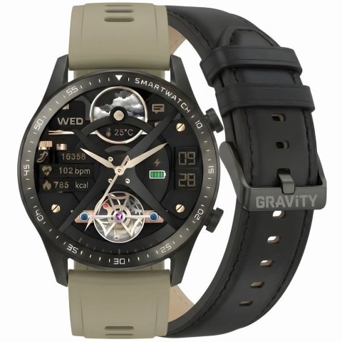 SMARTWATCH MĘSKI GRAVITY GT10-2 - AMOLED, DODATKOWY PASEK (sg046b)