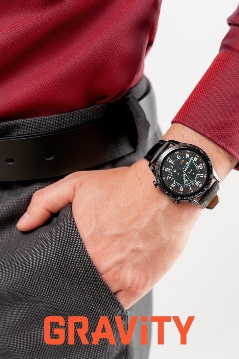 SMARTWATCH MĘSKI GRAVITY GT10-2 - AMOLED, DODATKOWY PASEK (sg046b)