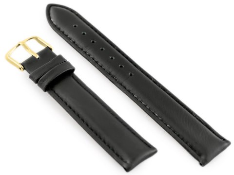 Pasek skórzany do zegarka W83gold - czarny - 20mm