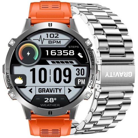 SMARTWATCH MĘSKI GRAVITY GT42-4 - AMOLED, DODATKOWA BRANSOLETA (sg056d)
