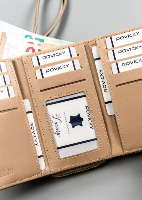 Klasyczny, poziomy portfel damski ze skóry ekologicznej - 4U Cavaldi