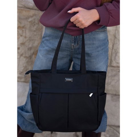 Modna torba shopper A4 w czarnym kolorze - Peterson