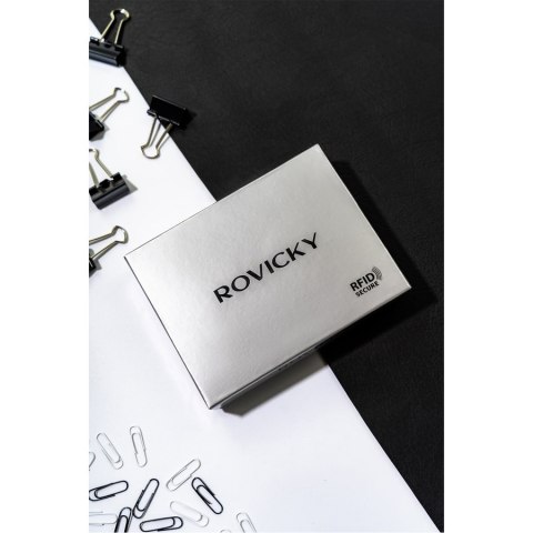 Skórzane, eleganckie etui na dokumenty w czarnym kolorze - Rovicky