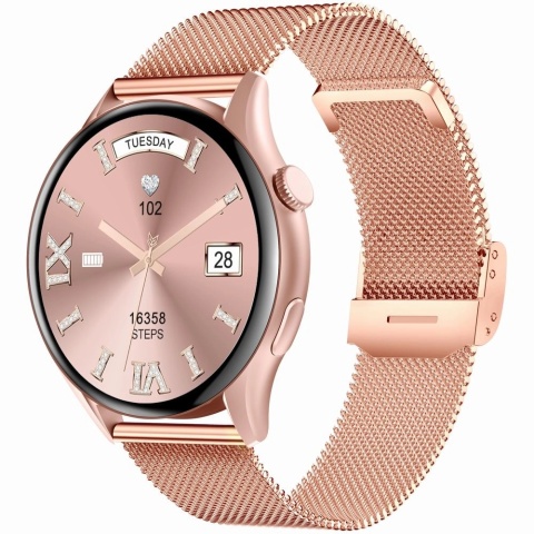 Smartwatch Gravity Różowe Złoto Pasek + Bransoleta GT11-8