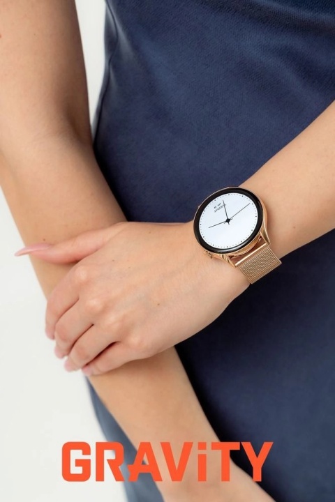 Smartwatch Gravity Różowe Złoto Pasek + Bransoleta GT11-8