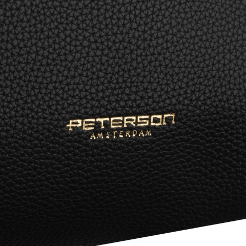 Czarna shopperka damska wykonana ze skóry ekologicznej z praktycznym etui w zestawie - Peterson